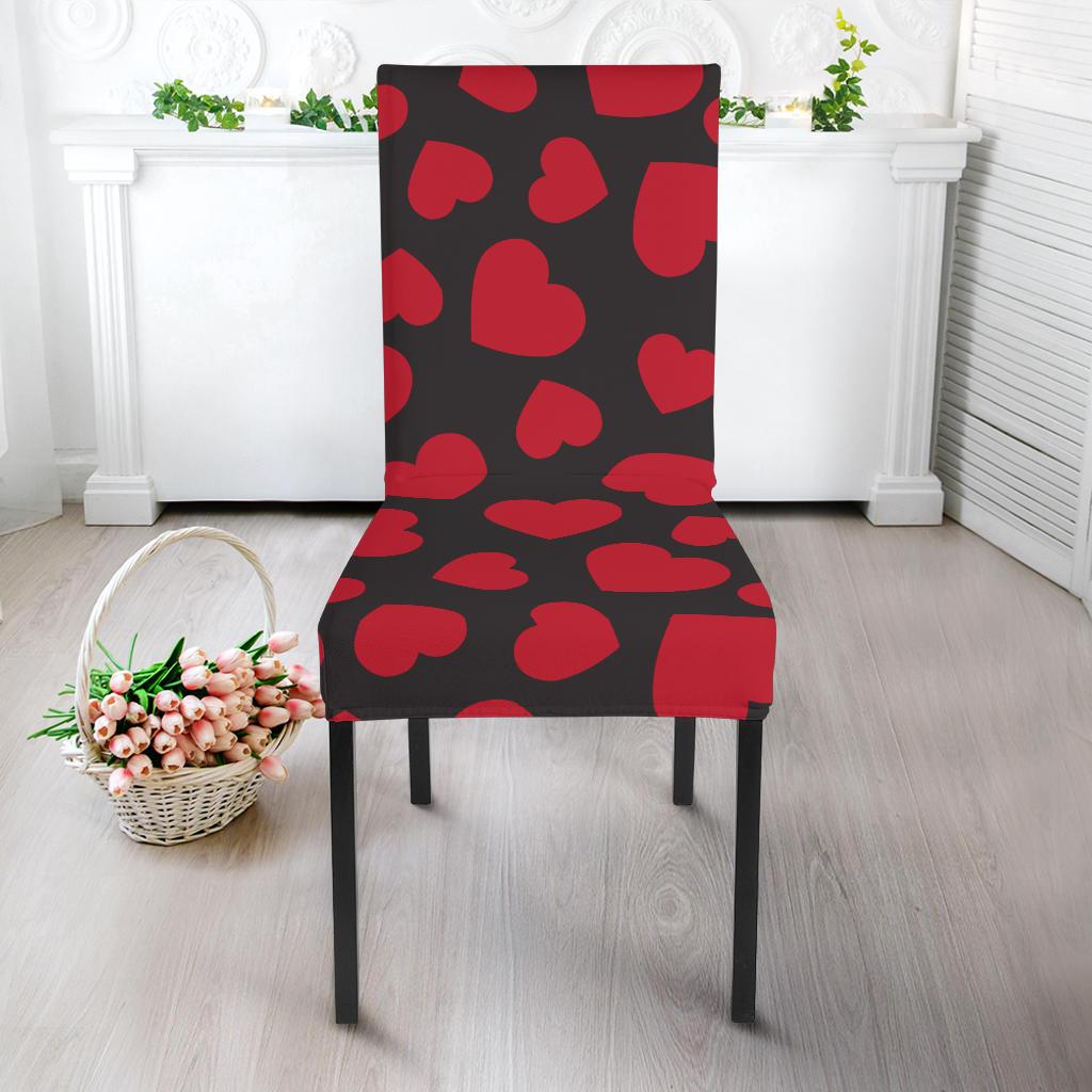 Heart Red Pattern Print Design HE01 Dining Chair Slipcover-JORJUNE.COM