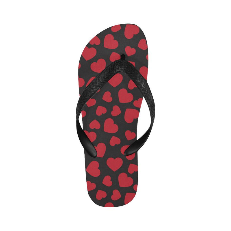 Heart Red Pattern Print Design HE01 Flip Flops-JorJune