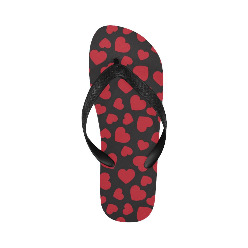 Heart Red Pattern Print Design HE01 Flip Flops-JorJune