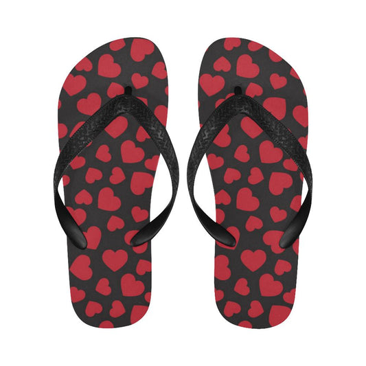 Heart Red Pattern Print Design HE01 Flip Flops-JorJune