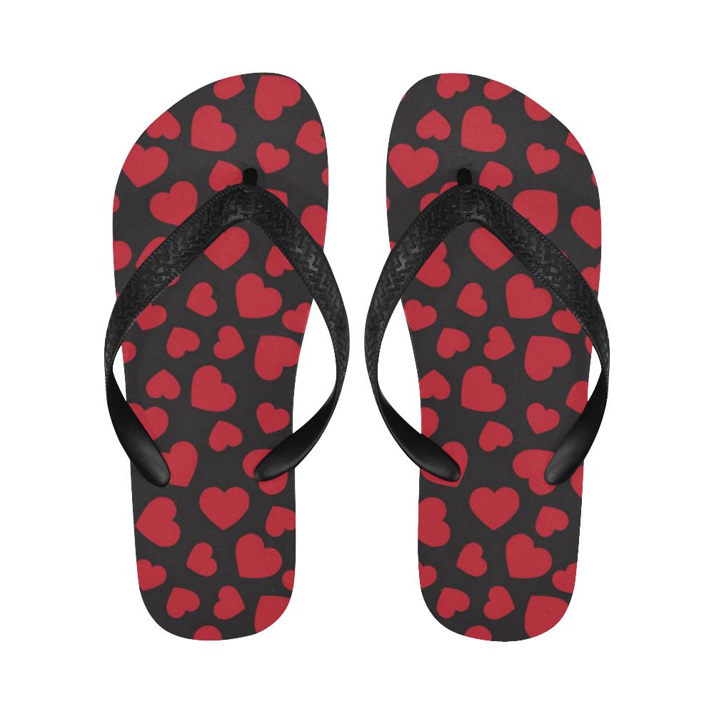 Heart Red Pattern Print Design HE01 Flip Flops-JorJune