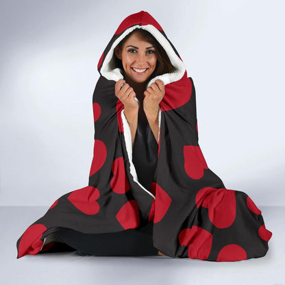 Heart Red Pattern Print Design HE01 Hooded Blanket-JORJUNE.COM
