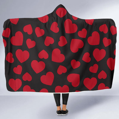Heart Red Pattern Print Design HE01 Hooded Blanket-JORJUNE.COM