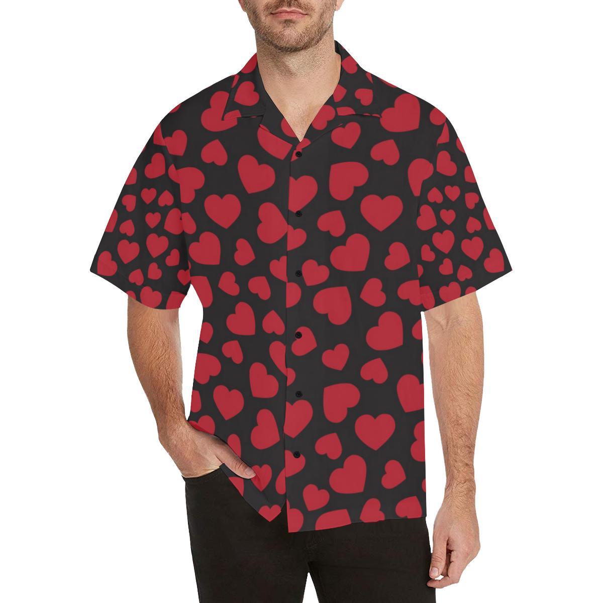 Heart Red Pattern Print Design HE01 Men Hawaiian Shirt-JorJune