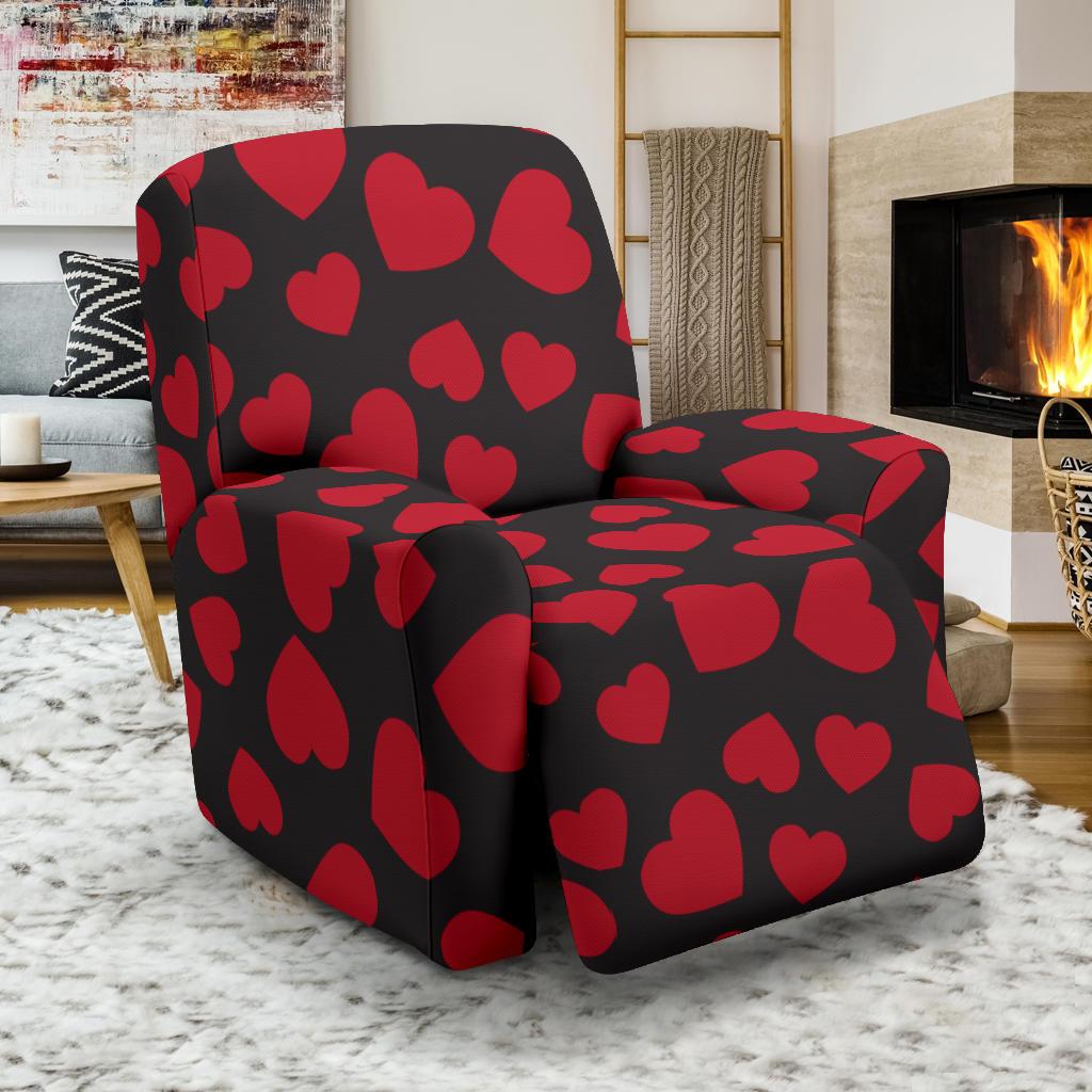 Heart Red Pattern Print Design HE01 Recliner Slipcover-JORJUNE.COM