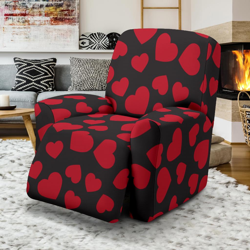 Heart Red Pattern Print Design HE01 Recliner Slipcover-JORJUNE.COM