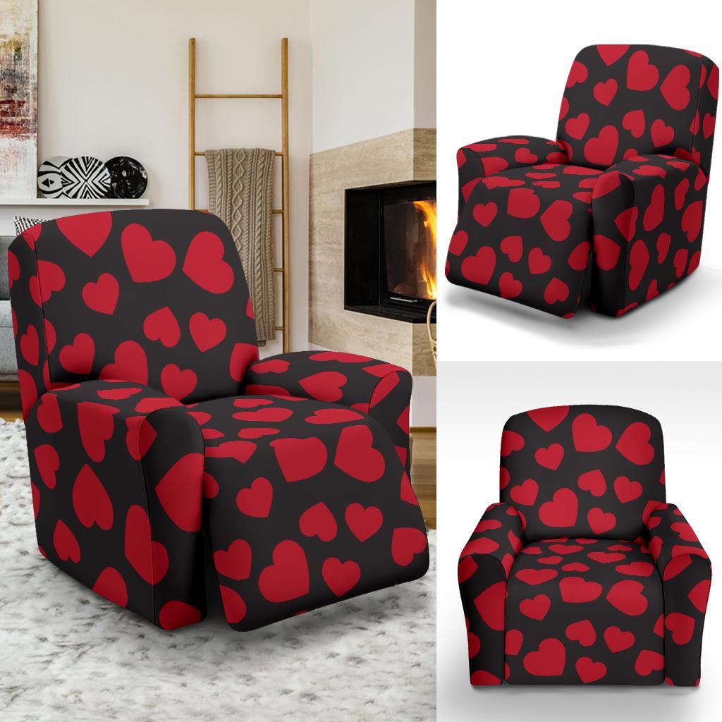 Heart Red Pattern Print Design HE01 Recliner Slipcover-JORJUNE.COM