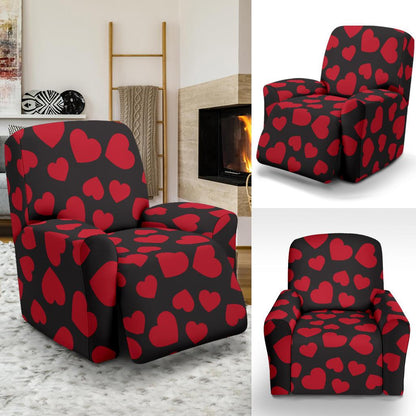Heart Red Pattern Print Design HE01 Recliner Slipcover-JORJUNE.COM