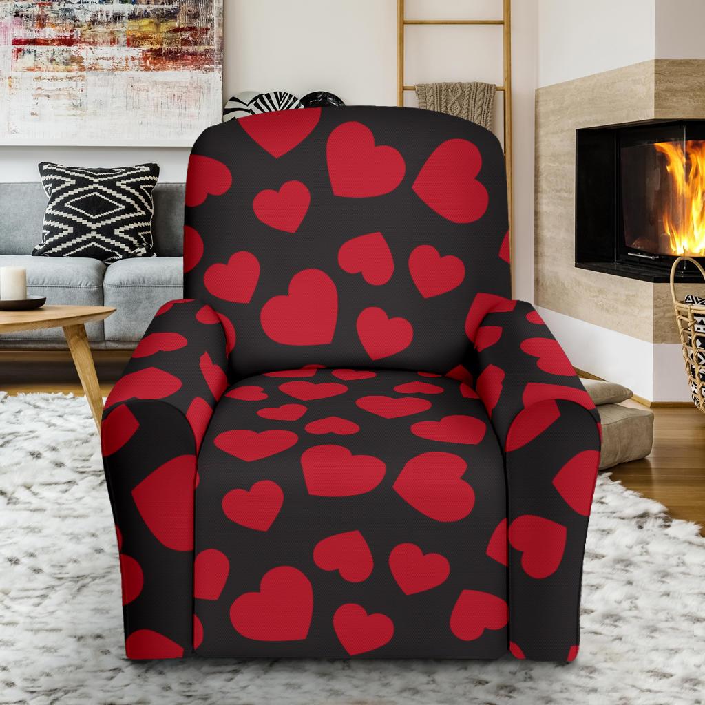 Heart Red Pattern Print Design HE01 Recliner Slipcover-JORJUNE.COM