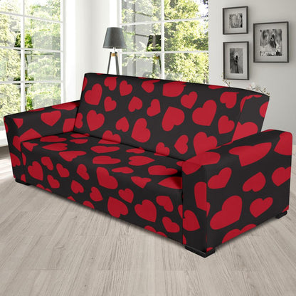 Heart Red Pattern Print Design HE01 Sofa Slipcover-JORJUNE.COM