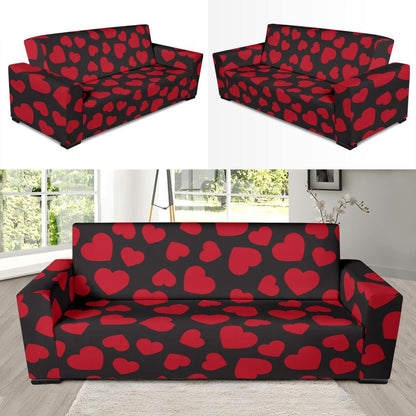 Heart Red Pattern Print Design HE01 Sofa Slipcover-JORJUNE.COM