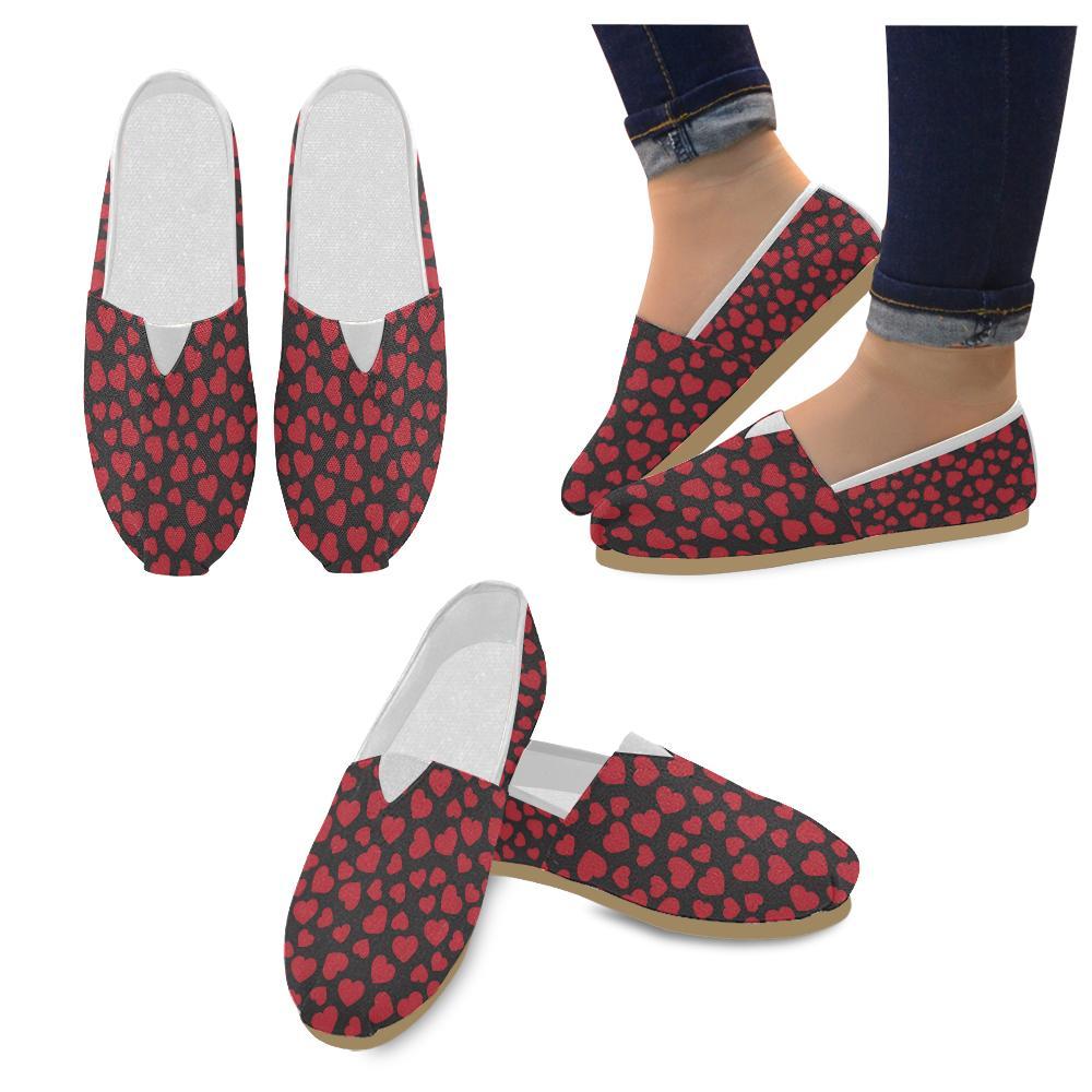 Heart Red Pattern Print Design HE01 Women Casual Shoes-JorJune.com