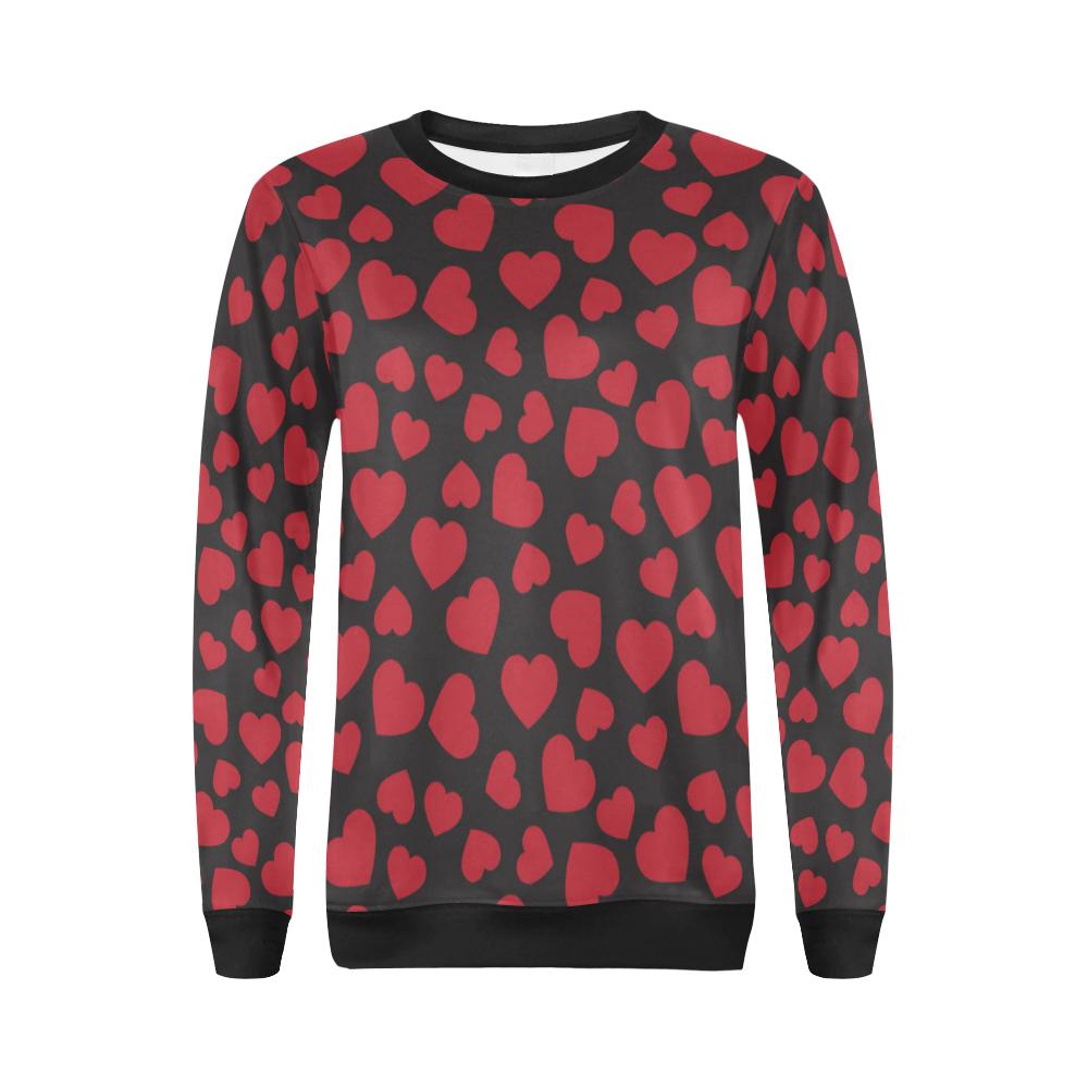 Heart Red Pattern Print Design HE01 Women Long Sleeve Sweatshirt-JorJune
