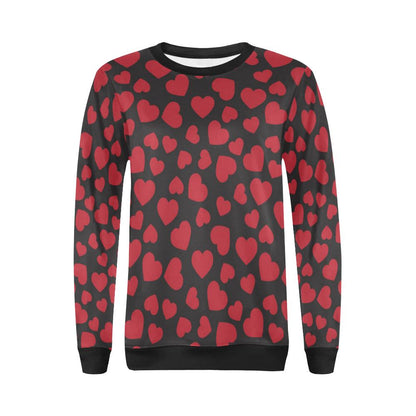 Heart Red Pattern Print Design HE01 Women Long Sleeve Sweatshirt-JorJune