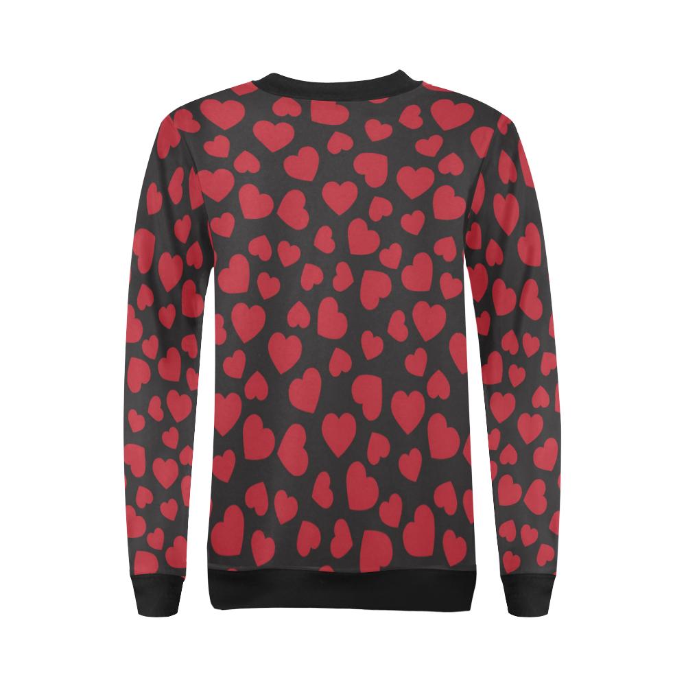 Heart Red Pattern Print Design HE01 Women Long Sleeve Sweatshirt-JorJune