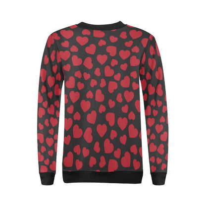 Heart Red Pattern Print Design HE01 Women Long Sleeve Sweatshirt-JorJune