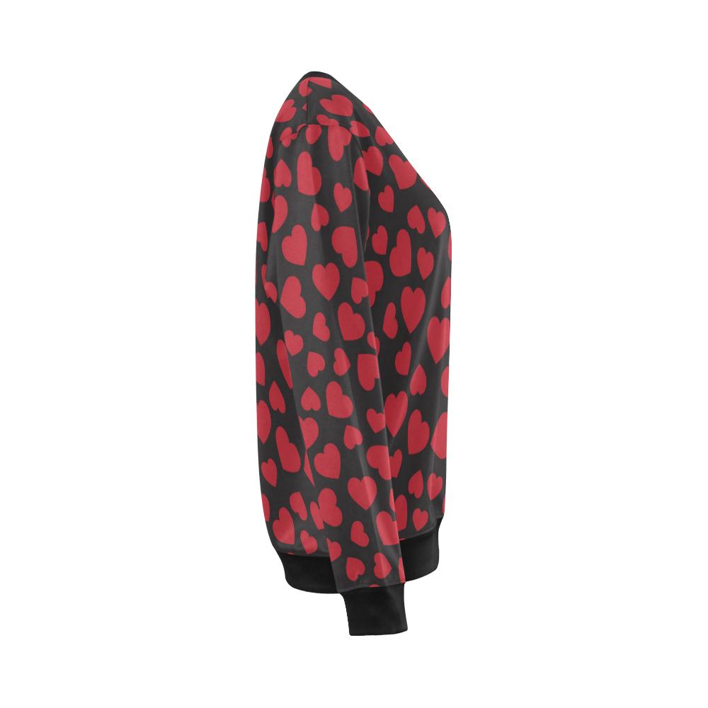 Heart Red Pattern Print Design HE01 Women Long Sleeve Sweatshirt-JorJune