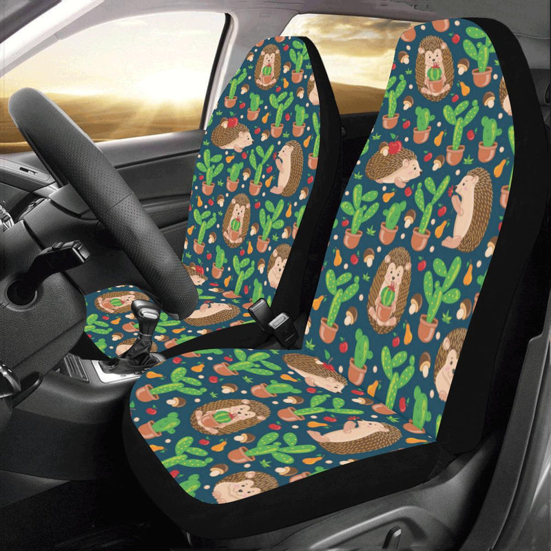 Hedgehog Cactus Pattern Print Design 04 Car Seat Covers (Set of 2)-JORJUNE.COM