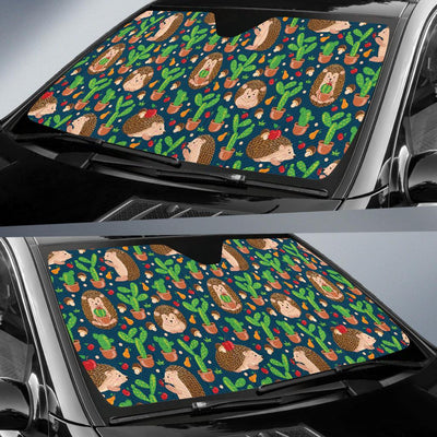 Hedgehog Cactus Pattern Print Design 04 Car Sun Shade-JORJUNE.COM