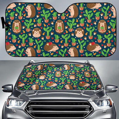 Hedgehog Cactus Pattern Print Design 04 Car Sun Shade-JORJUNE.COM