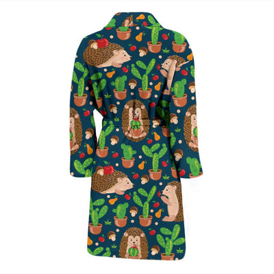 Hedgehog Cactus Pattern Print Design 04 Men Bathrobe-JORJUNE.COM