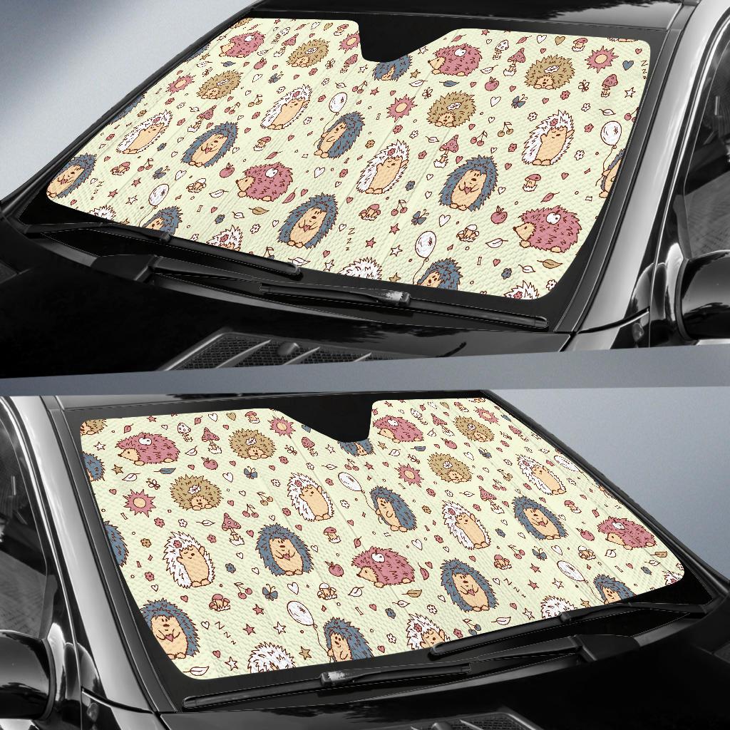 Hedgehog Cute Pattern Print Design 01 Car Sun Shade-JORJUNE.COM