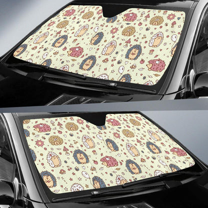 Hedgehog Cute Pattern Print Design 01 Car Sun Shade-JORJUNE.COM
