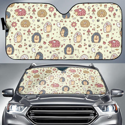 Hedgehog Cute Pattern Print Design 01 Car Sun Shade-JORJUNE.COM