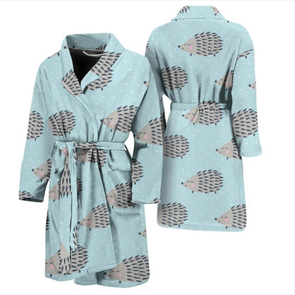 Hedgehog Pattern Print Design 02 Men Bathrobe-JORJUNE.COM