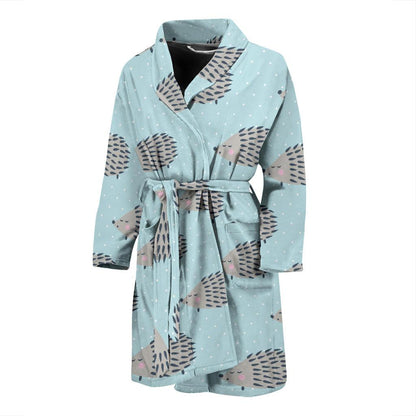 Hedgehog Pattern Print Design 02 Men Bathrobe-JORJUNE.COM