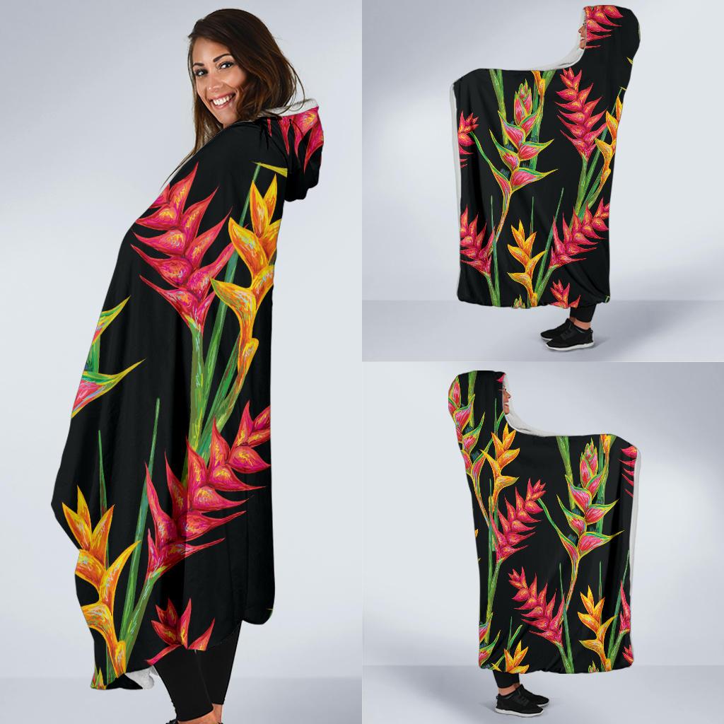 Heliconia Pattern Print Design HL01 Hooded Blanket-JORJUNE.COM