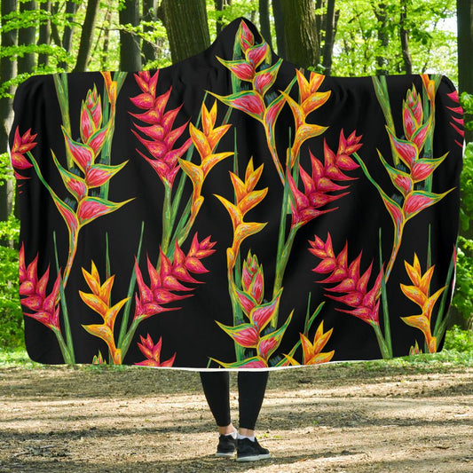 Heliconia Pattern Print Design HL01 Hooded Blanket-JORJUNE.COM
