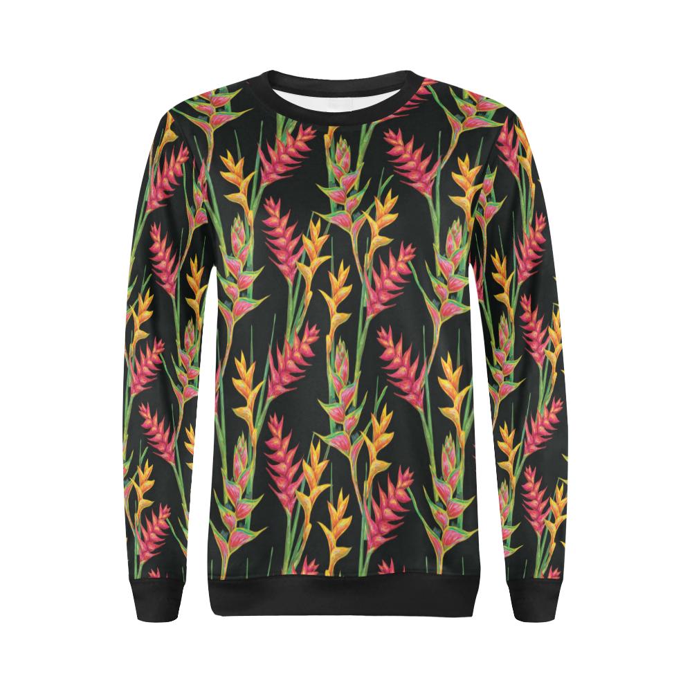 Heliconia Pattern Print Design HL01 Women Long Sleeve Sweatshirt-JorJune