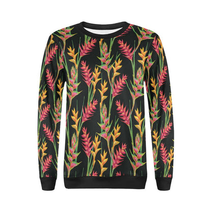 Heliconia Pattern Print Design HL01 Women Long Sleeve Sweatshirt-JorJune
