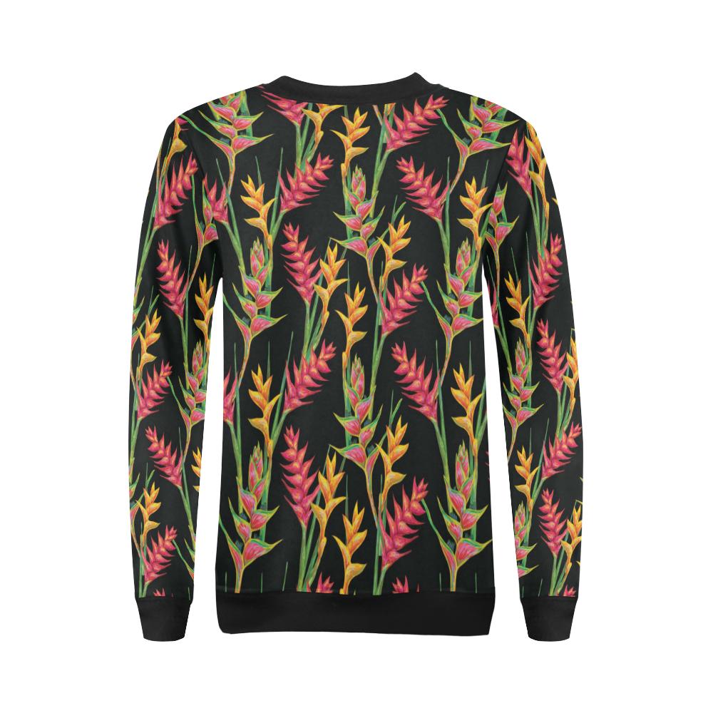 Heliconia Pattern Print Design HL01 Women Long Sleeve Sweatshirt-JorJune
