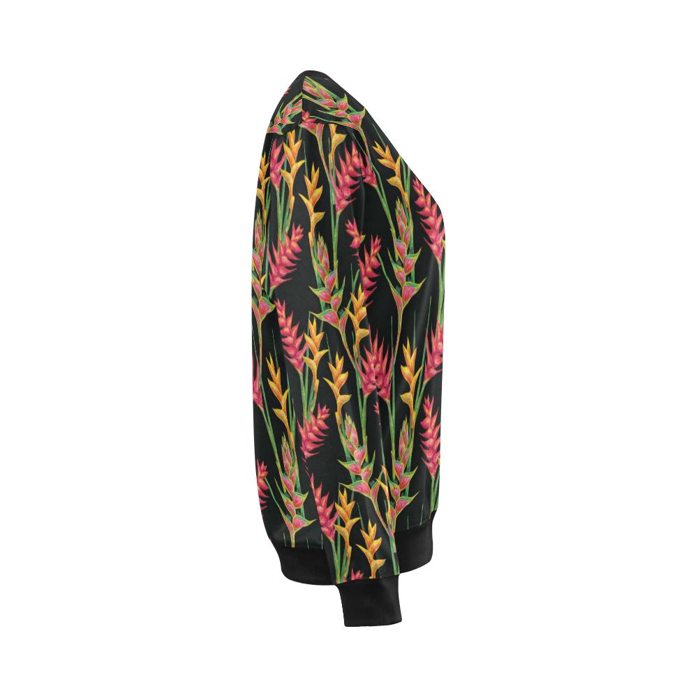 Heliconia Pattern Print Design HL01 Women Long Sleeve Sweatshirt-JorJune