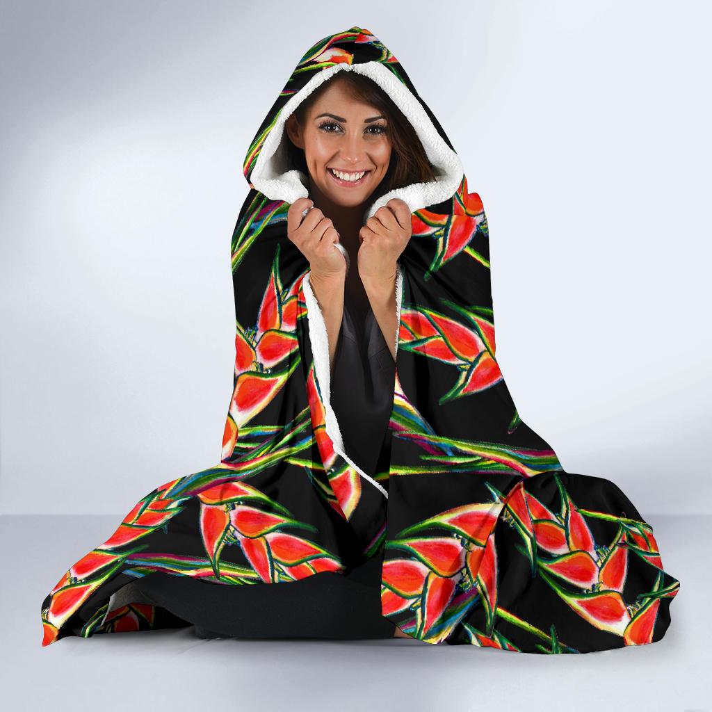 Heliconia Pattern Print Design HL010 Hooded Blanket-JORJUNE.COM