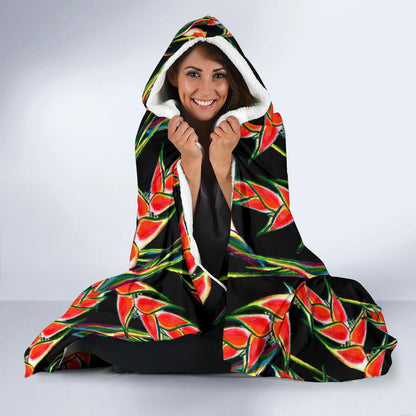 Heliconia Pattern Print Design HL010 Hooded Blanket-JORJUNE.COM