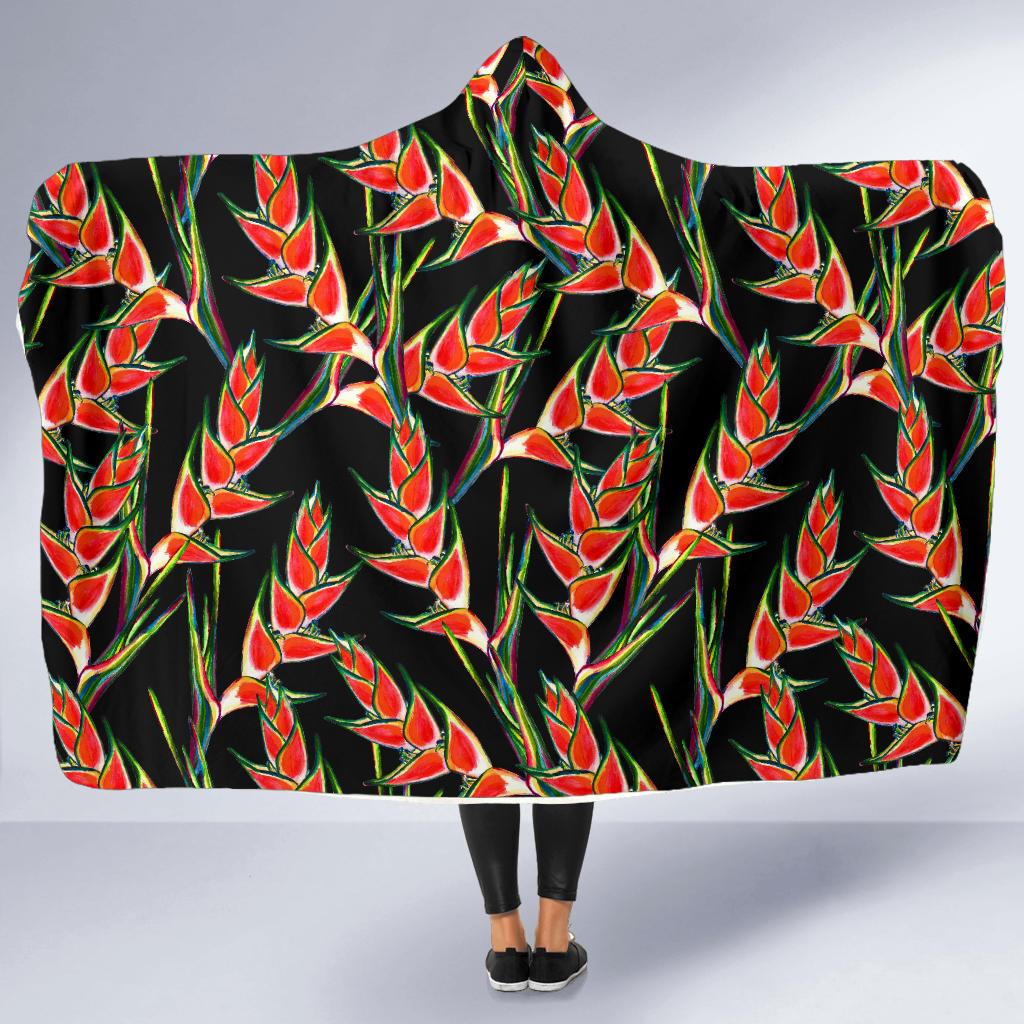 Heliconia Pattern Print Design HL010 Hooded Blanket-JORJUNE.COM