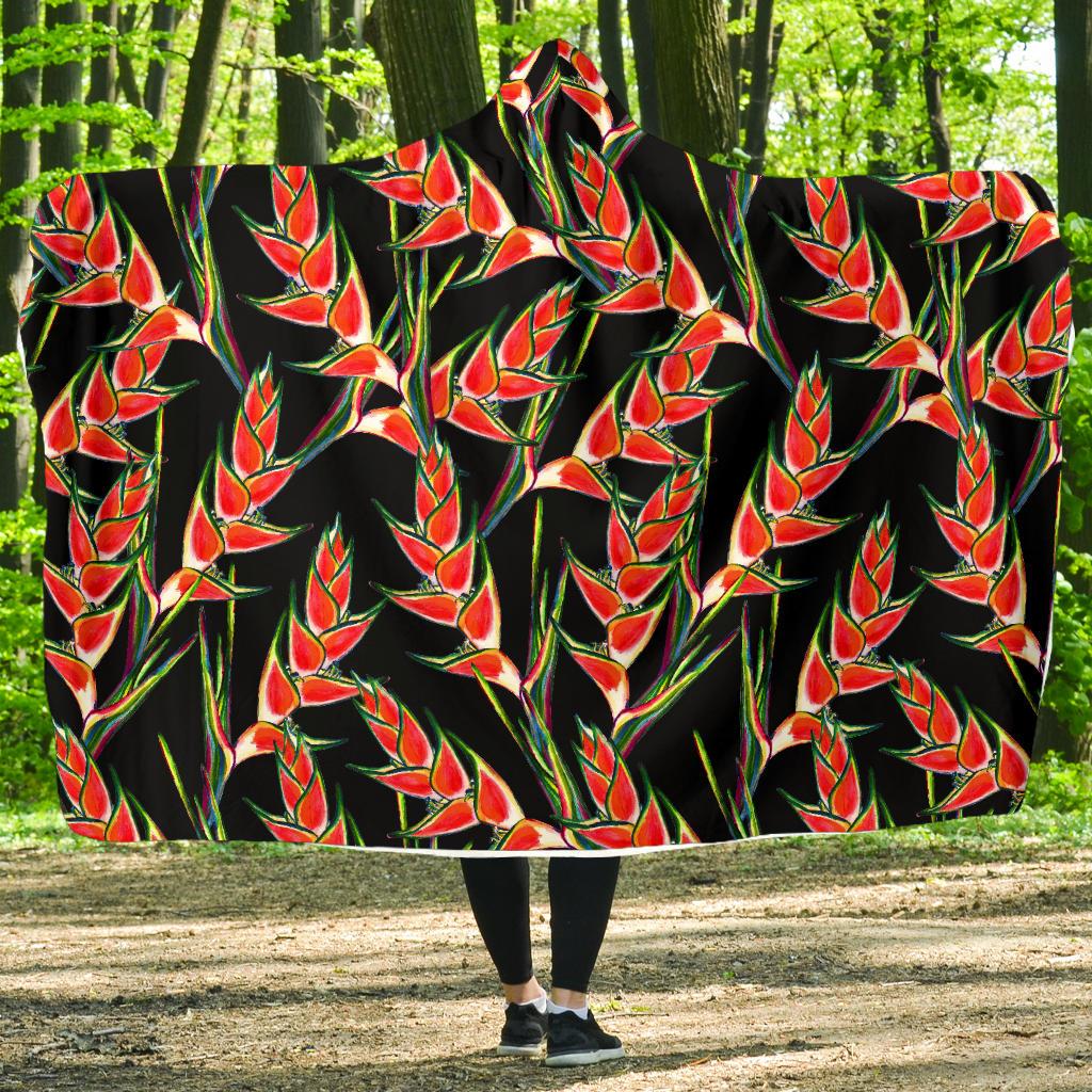 Heliconia Pattern Print Design HL010 Hooded Blanket-JORJUNE.COM