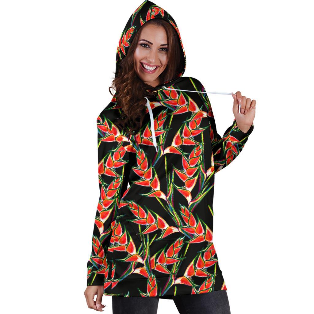Heliconia Pattern Print Design HL010 Women Hoodie Dress