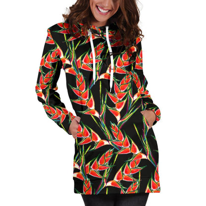 Heliconia Pattern Print Design HL010 Women Hoodie Dress