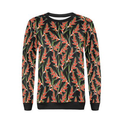 Heliconia Pattern Print Design HL010 Women Long Sleeve Sweatshirt-JorJune