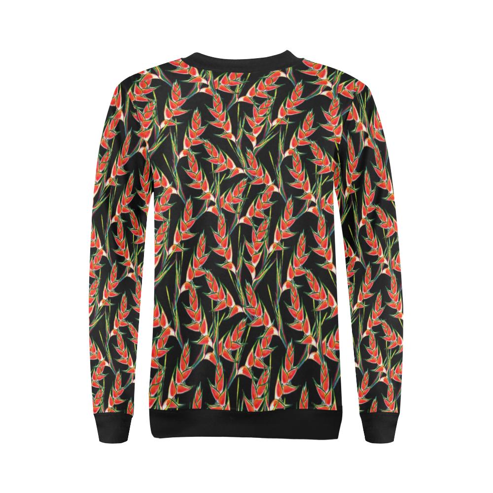 Heliconia Pattern Print Design HL010 Women Long Sleeve Sweatshirt-JorJune