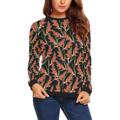 Heliconia Pattern Print Design HL010 Women Long Sleeve Sweatshirt-JorJune
