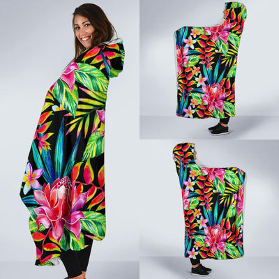 Heliconia Pattern Print Design HL02 Hooded Blanket-JORJUNE.COM