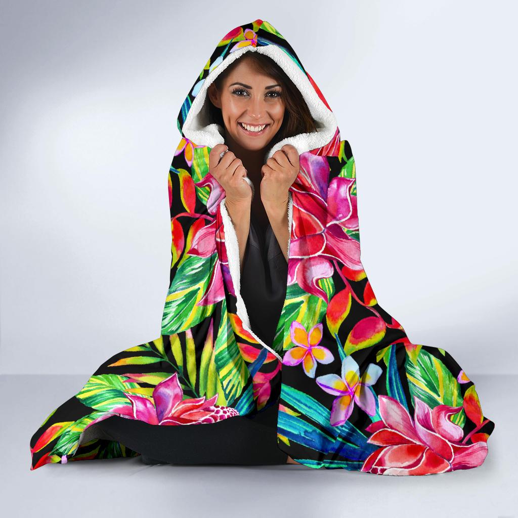 Heliconia Pattern Print Design HL02 Hooded Blanket-JORJUNE.COM