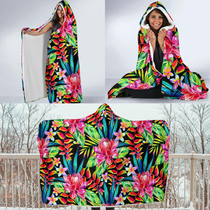 Heliconia Pattern Print Design HL02 Hooded Blanket-JORJUNE.COM