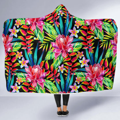 Heliconia Pattern Print Design HL02 Hooded Blanket-JORJUNE.COM