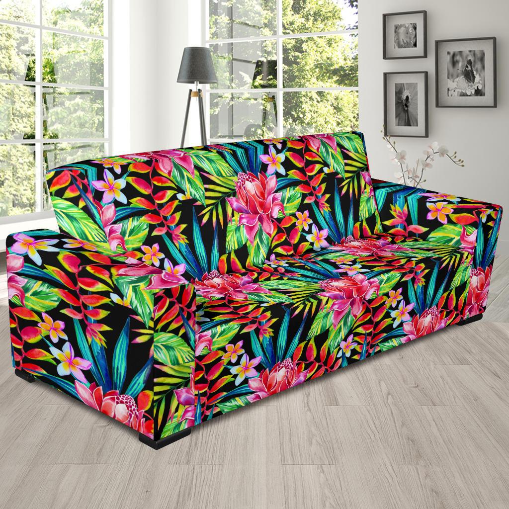 Heliconia Pattern Print Design HL02 Sofa Slipcover-JORJUNE.COM